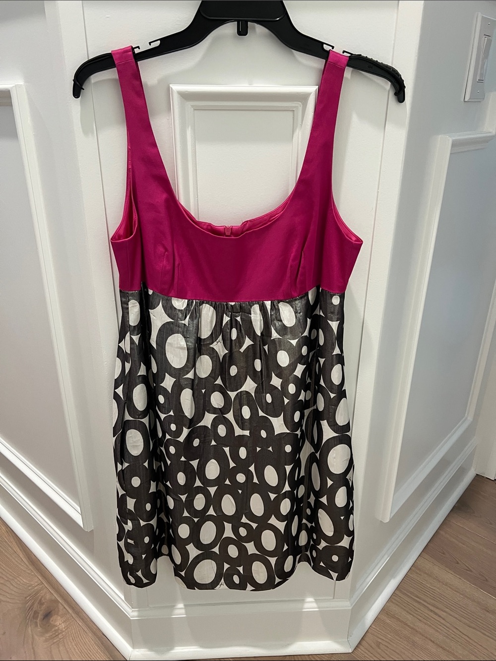 Trina Turk Fuchsia and Black Circle-Print Mini Dress